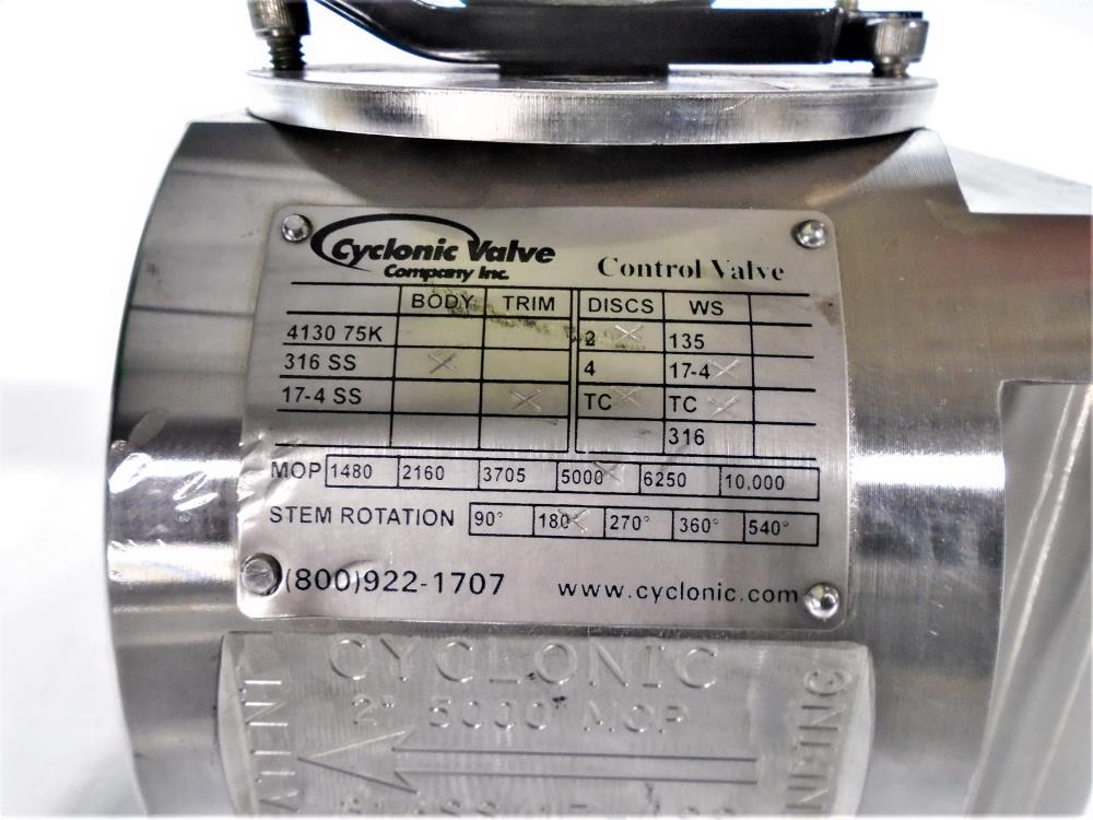 Cyclonic STDC Series 2" Threaded Side Entry Control Valve 316 Stainless 5000 MOP